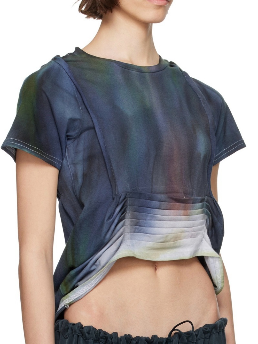 Collina Strada Pleated Hem Crop open back Top